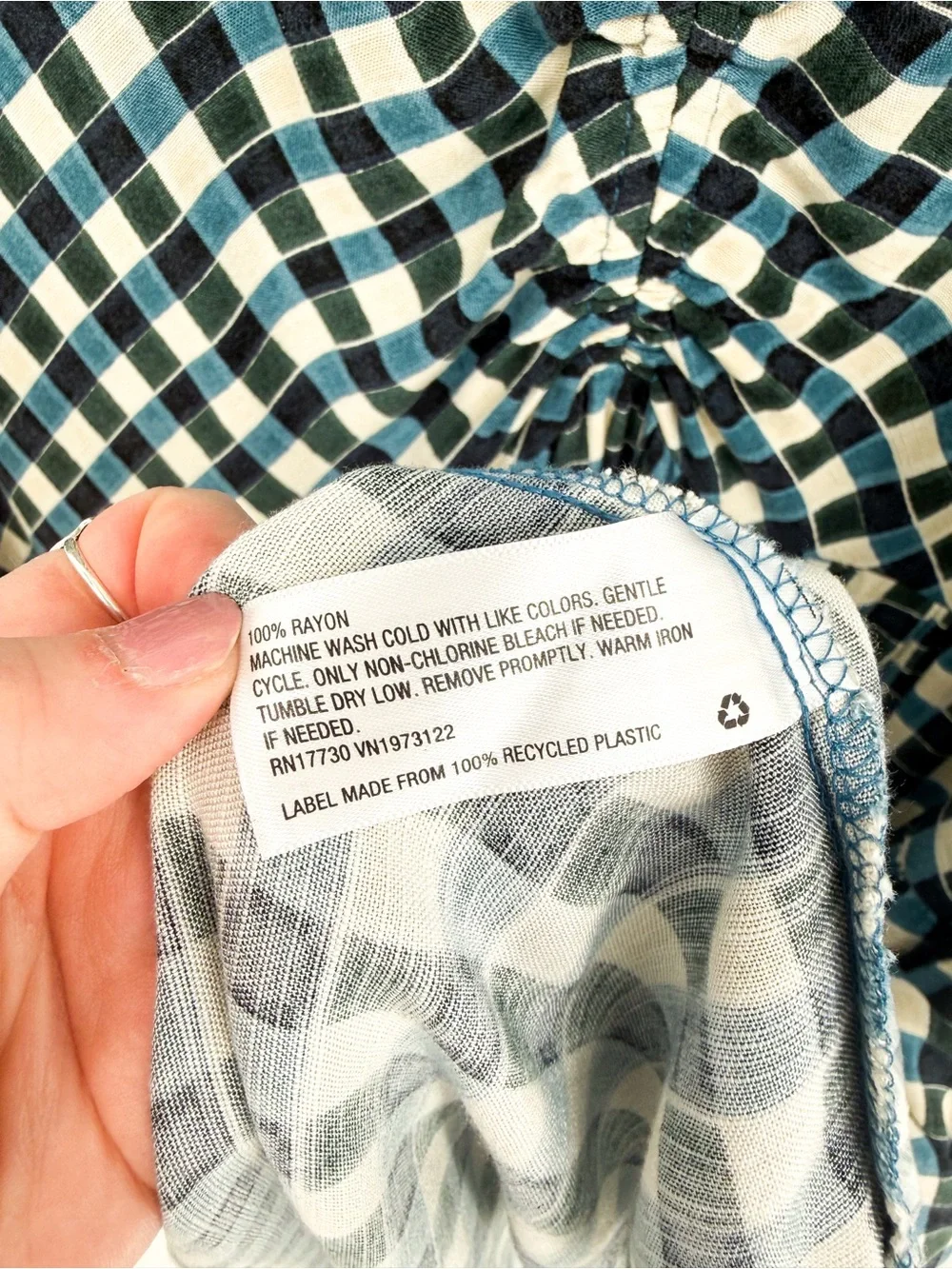 Ava & Viv Plaid Tiered Mini Dress Flutter Sleeves Green Blue 1X - Picture 7 of 8